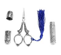Vintage Sewing Scissors Set, Stainless Steel Embroidery Scissors with Thimble Needle Case for Fabric Cross Stitch Crafting Tailors Quilters DIY Enthusiasts