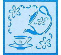 Vintage Shabby Chic Coffee Tea Cups Cafe Stencil: Life Airbrush Wall Art Crafts -A1 Stencil - Design Size (555 x 554 mm)
