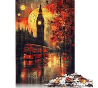 Vintage Shadows Gothic London at Dusk Puzzle Rectangular Paper Board 100 Percent Recycled Cardboard Jigsaw Puzzle for Adult Children Easter Gifts 1000pcs (75x50cm)