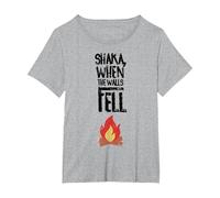 Vintage, Shaka, When, The, Walls, Fell, Vintage, Retro, T-Shirt, Women's Plus, Heather Grey, 3X