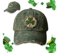 Vintage Shamrock Baseball Cap, St. Patrick's Day Hat Embroidered, Adjustable Distressed Embroidered Clover Hat (1 PC)