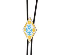 Vintage Shape Bolotie with Colorful Floral Faux Leather Rope Necktie Adjustable Necklace for Men
