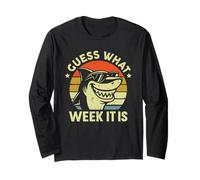 Vintage Shark 2025 Week Guess What Week It is Shark Lover Long Sleeve T-Shirt