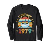 Vintage Shark 47 Years Old for Men Retro Vintage 1979 Long Sleeve T-Shirt