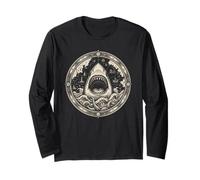 Vintage Shark Kraken Compass Nautical Map Art Long Sleeve T-Shirt