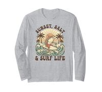 Vintage Shark Surf Life Ocean Art Sunset Wave Long Sleeve T-Shirt