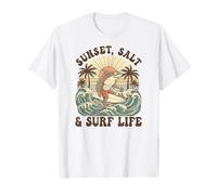 Vintage Shark Surf Life Ocean Art Sunset Wave T-Shirt