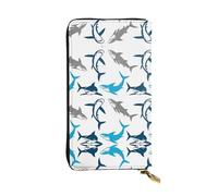 Vintage Sharks Print Leather Long Clutch Wallet â€“ Fashionable, Personalized, and Durable Coin Pocket