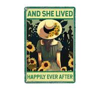 Vintage She Lived Happily Ever After Sign Metal Tin Sign Funny Wall Decor Living Room Decor Retro Poster For Club Bar Coffee Bedroom Cafe Gifts 8x12in