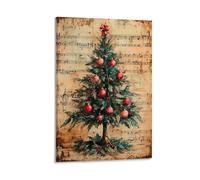 Vintage Sheet Music Christmas Wall Art Paintings Canvas Prints Poster Artwork for Living Room Bedroom Bathroom Office Home Decor 12x18inch(30x45cm)