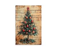 Vintage Sheet Music Christmas Wall Art Paintings Canvas Prints Poster Artwork for Living Room Bedroom Bathroom Office Home Decor 16x24inch(40x60cm)