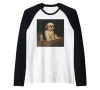 Vintage Shih Tzu Night Mood Funny Dog Smoking Drinking Meme Raglan Baseball Tee