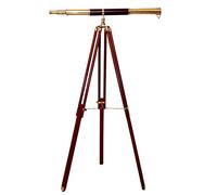 Vintage Shiny Brass Single Barrel Half Leather Coverd Tube Nautical Telescope Adjustble Wooden Floor Standing Tripod Shiny fnish Home Decor.