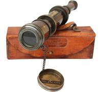 Vintage Ship Brass Handheld Mini Telescope Marine Sailor Watching and Trekking Royal Navy Device Maritime Designer Nautical Replica Spyglass Home & Table Decor