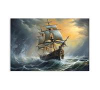 Vintage Ship, Stormy Ocean, Storm Painting, Seascape Print, Sea Wall Art, Printable Digital Artwork Canvas Poster Wall Art Decor Print Picture Paintings for Living Room Bedroom Decoration 24x36inch(60