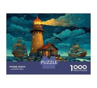 Vintage Shipwreck Lighthouse 1000pcs Jigsaw Puzzle Historic Rocky Waters - Heavy-Duty Jigsaw Cardboard & Puzzle for The Whole Family 38x26cm/1000pcs Difficult 1000 Piece Puzzle