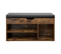 Vintage Shoe Bench with Cushion Storage Bench with Padded Seat Shelves LHS30BX