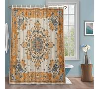 Vintage Shower Curtain with 12 Hooks Boho Floral Vintage Ethnic Distress Traditional Style Waterproof Fabric Shower Curtains Sets for Bathroom Bath Decorations, Machine Washable, 72"x78"