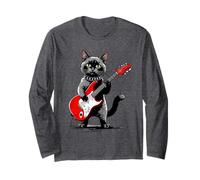 Vintage Siamese Cat Playing Guitar Funny Kitten Lover Long Sleeve T-Shirt