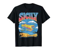 Vintage Sicily Text Over Flag Art T-Shirt