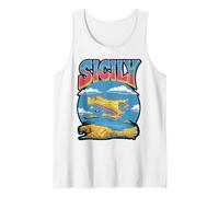 Vintage Sicily Text Over Flag Art Tank Top