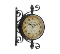 Vintage Sided Wall Clock 8 Inch Wrought Iron Grand Central Train Station Style With Quartz Movement And Large Easy Read Numbers For Living Room Hallway Porch And Corridor