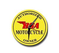 VINTAGE SIGN DESIGNS BSA OWNERS ROUND METAL CLOCK. OFFICIALLY LICENSED B.S.A PRODUCT. © &™ BSA