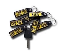 Vintage Sign Designs PERSONALISED QUALITY CAR REGISTRATION PLATE STYLE FAUX LEATHER KEYRING - FOB. please send a message with you text.