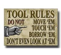 Vintage Sign Designs TOOLS RULES Aluminum Sign 13.5 cm x 8.5 cm