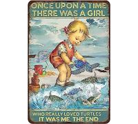 Vintage Sign Metal Signs Once Upon A Time There was A Girl Who is Really Loved Turtles Tin Signs Vintage Retro Bar Club Cave Home Kitchen Wall Decor 12x8 Inches