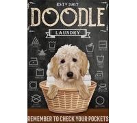 Vintage Sign Metal Tin Sign Golden Doodle Dog Laundry Remember to Check Your Pockets Wall Decor Metal Sign Retro Tin Art Decor 6x8 Inch