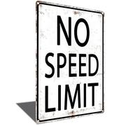Vintage Sign No Speed Limit Sign for Man Cave Garage Bedroom Style Wall Art Decor 8 x 12 Inch (24106)