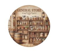 Vintage Signage General Store Scene Metal Tin Sign