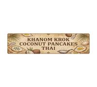 Vintage Signage Khanom Krok Coconut Pancakes Thai Metal Tin Sign
