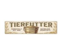 Vintage Signage Tierfutter Feed for Animal Feed Metal Tin Sign | 4x16Inch vintage style Plaque Wall Decor for Cafe, Club Bar, Office, Home Garden, front door, Bedroom, corridor