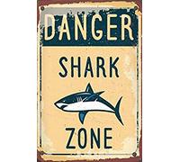 Vintage Signs Danger Shark Zone Danger Home Pub Beer Signs Vintage Advertising for Bar/Pub Owners,Bathroom,Kitchen,Football Fans M