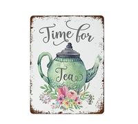 Vintage Signs for Kitchen Time for Tea, But First Tea, Kitchen Decor, Tea Time, Always Time for Tea, Tea Print, Tea Tea,Teapot Kitchen Art for Garage Man Cave Shop Bar Decor Tin Sign 8x6 inch