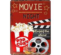 Vintage Signs Funny Movie Night Wall Decor Art Metal Plaque Poster for Cinema Living Room Tin Sign Chic Decorations Iron 8x12 inch
