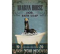 Vintage Signs Metal Signs Bath Soap Arabian Horse Tin Signs Vintage Retro Bar Club Cave Home Kitchen Wall Decor Rustic Sign 15 * 30CM