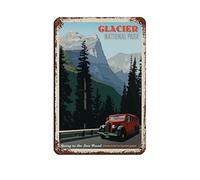 Vintage Signs Metal Signs Glacier Going To The Sun Road Metal Travel Tin Signs Wall Decor for Cafe Bar Pub Home 15 * 30CM
