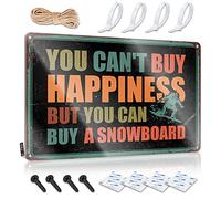 Vintage Signs Metal You Can'T Buy Happiness But Can A Snowboard Tin Sign Bedroom Door Sign Funny Signs For Bedroom(20X30CM)