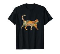 Vintage Silhouette Mushroom Meadow Cottagecore Cat T-Shirt