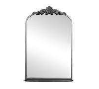 Vintage Silver Arch Baroque Mirror with Shelf, 20"x32" Antique Silver Ornate Arched Wall Mirror with Metal Frame - Ideal for Bathroom, Vanity, Entryway, Fireplace, Mantel, Living Room