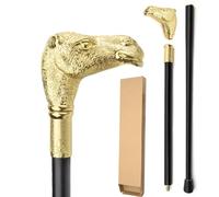 Vintage Silver Camel Head Walking Cane, Luxury Gentleman's Decorative Stick, Elegant Crosier for Cosplay & Antique Collection(Gold,Double section)
