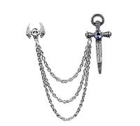 Vintage Silver Cross Skull Brooch Pin Men's Lapel Flower Suit Collar Accessory - Antique Silver Finish