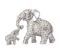 Vintage Silver Elephant Statue.Inspiring Good Luck,Health and Strength.Unique Elephant Figurines Gifts for Women,Moms.Versatile Home and Office Decor Accents set for Bookshelf,Living Room,TV Stand.