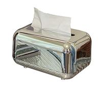Vintage Silver Tissue Box Cover, Large Capacity Plastic Rectangle Napkin Dispenser Tissue Holder for Bathroom Living Room Office Decor Classic Retro Style Organizer