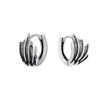 Vintage Silver Wings Hoop Earring for Men Women Gothic Punk Retro Dargon Bat Wings Charm Personalized Angel Wing Small Huggie Drop Dangle Earrings Jewelry Gift