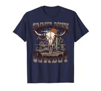 Vintage Simmer Down Cowboy Bull Skull Western Graphic T-Shirt