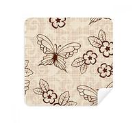 Vintage Simple Brown Butterfly with Flowers Glasses Cleaning Cloth Phone Screen Cleaner Suede Fabric 2pcs